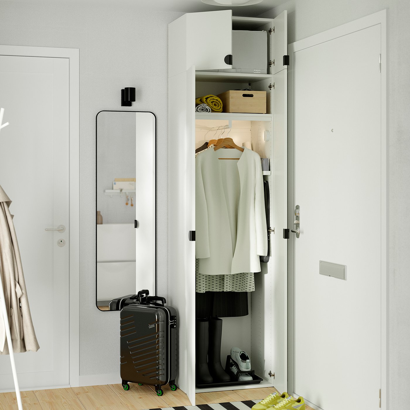LASTARE wardrobe combination, white/with height extension unit, 60x42x236 cm