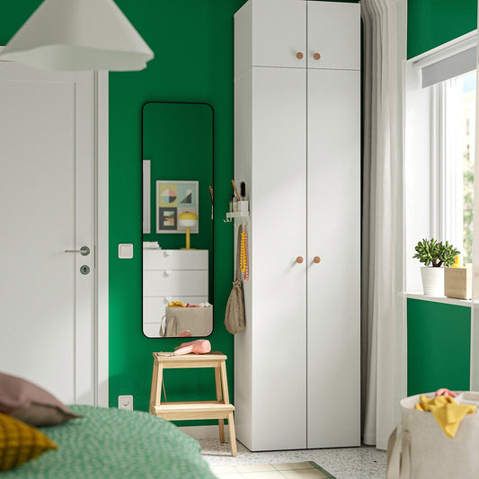 LASTARE wardrobe combination, white/with height extension unit, 60x42x236 cm