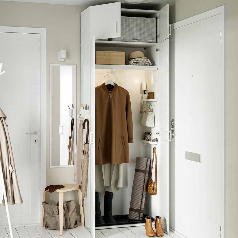 LASTARE wardrobe combination, white/with height extension unit, 80x42x236 cm