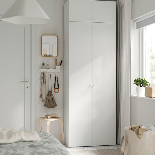 LASTARE wardrobe combination, white/with height extension unit, 80x42x236 cm