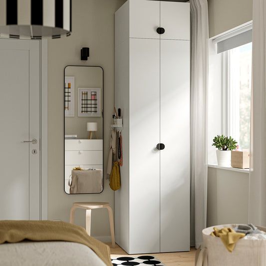 LASTARE wardrobe combination, white/with height extension unit, 60x62x236 cm