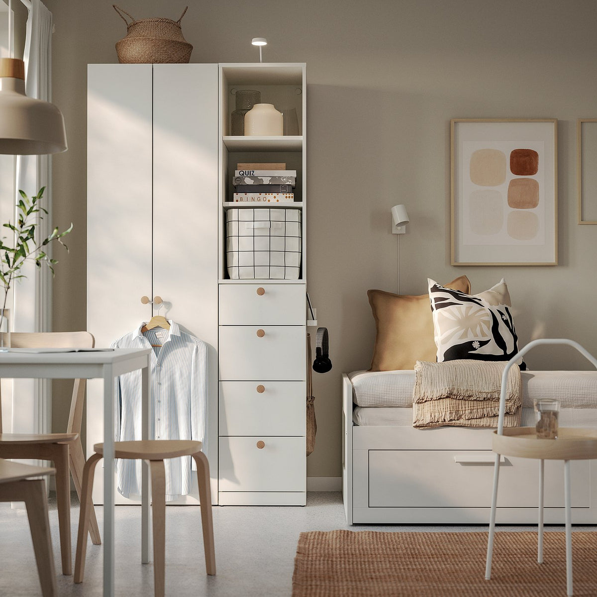 LASTARE wardrobe combination, white, 100x42x201 cm