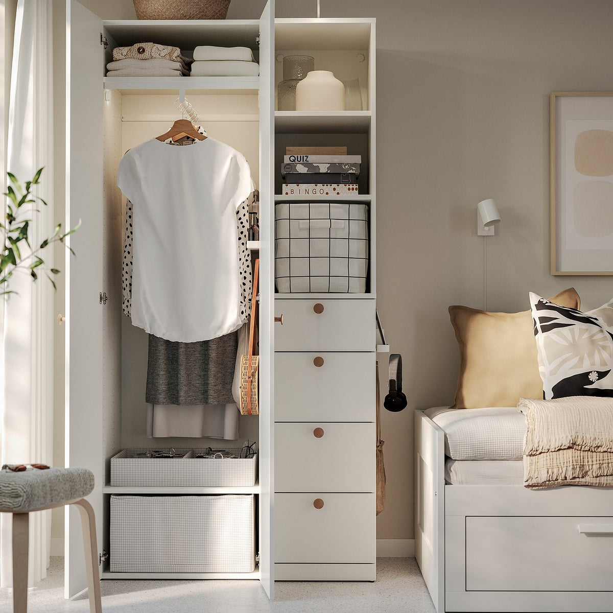LASTARE wardrobe combination, white, 100x42x201 cm