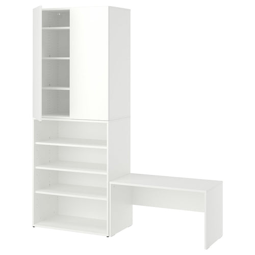 LASTARE storage combination, white/with bench, 170x42x200 cm