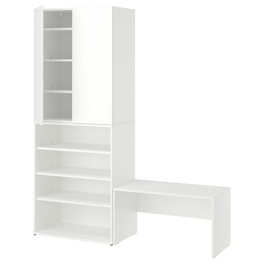 LASTARE storage combination, white/with bench, 170x42x200 cm