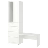 LASTARE storage combination, white/with bench, 150x42x200 cm