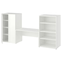 LASTARE storage combination, white/with bench, 210x42x100 cm