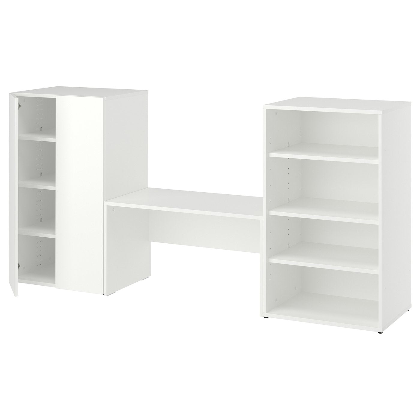 LASTARE storage combination, white/with bench, 210x42x100 cm