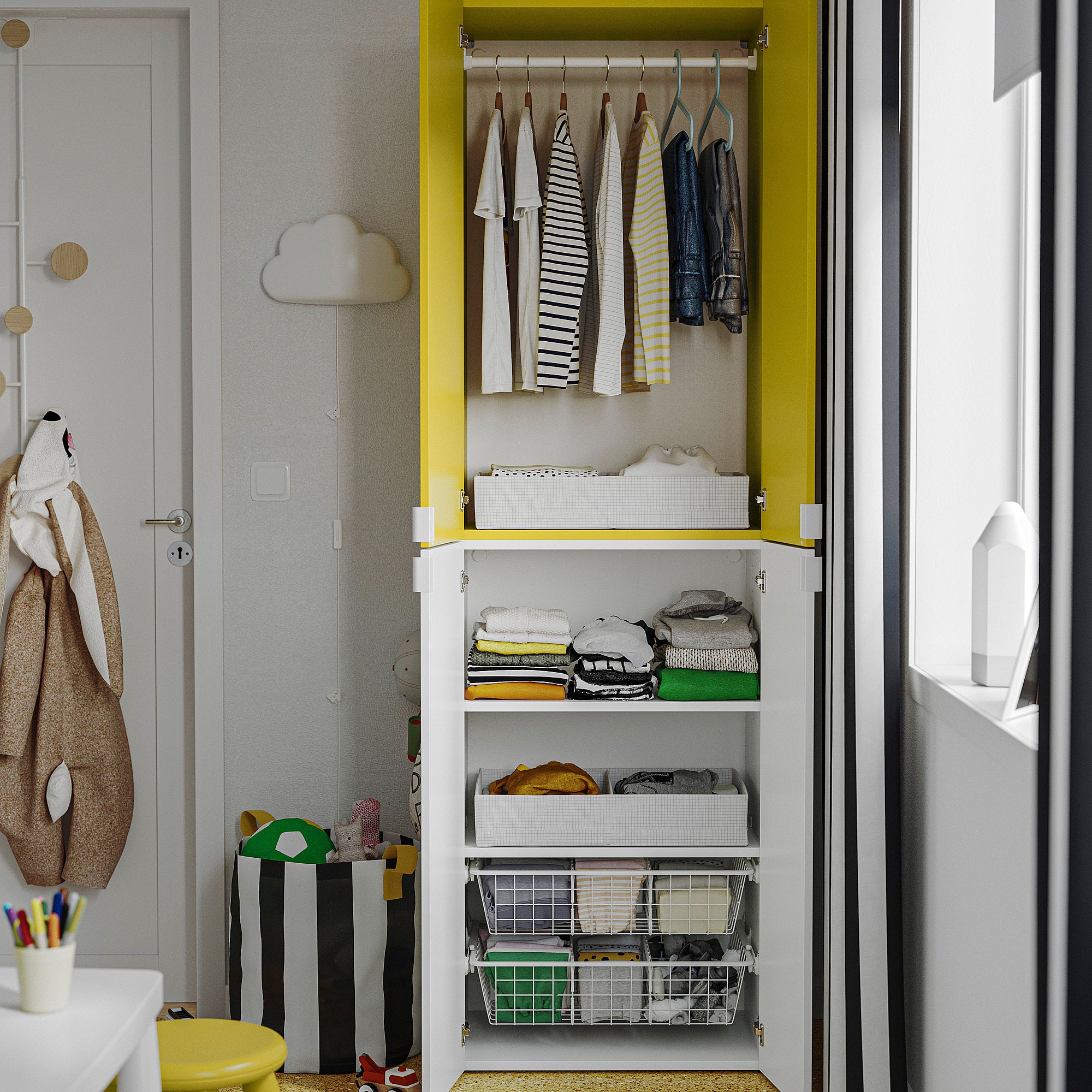 LASTARE storage combination, white/yellow, 60x42x200 cm
