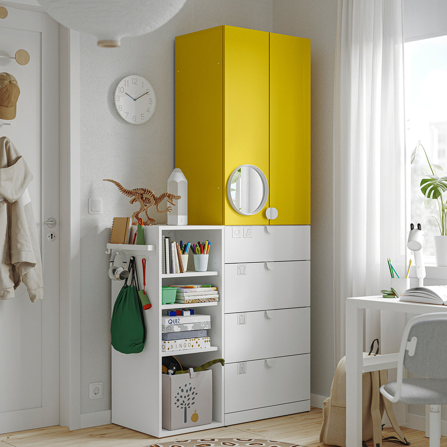 LASTARE storage combination, white/yellow, 100x42x200 cm