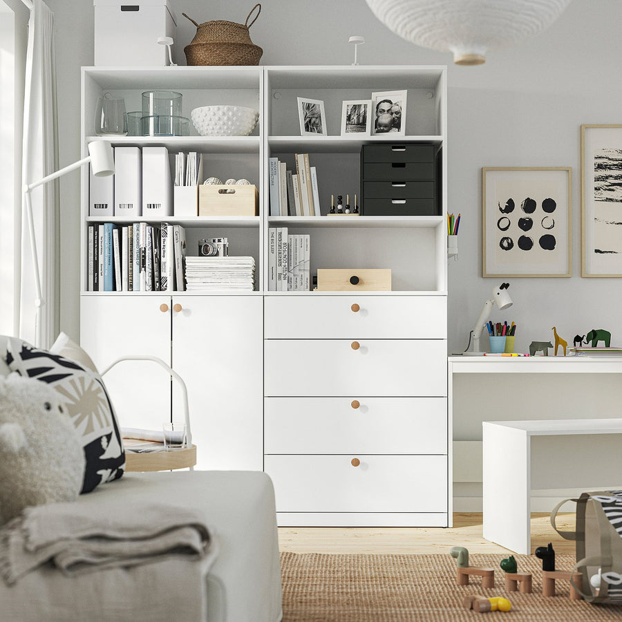 LASTARE storage combination, white/table, 260x42x200 cm