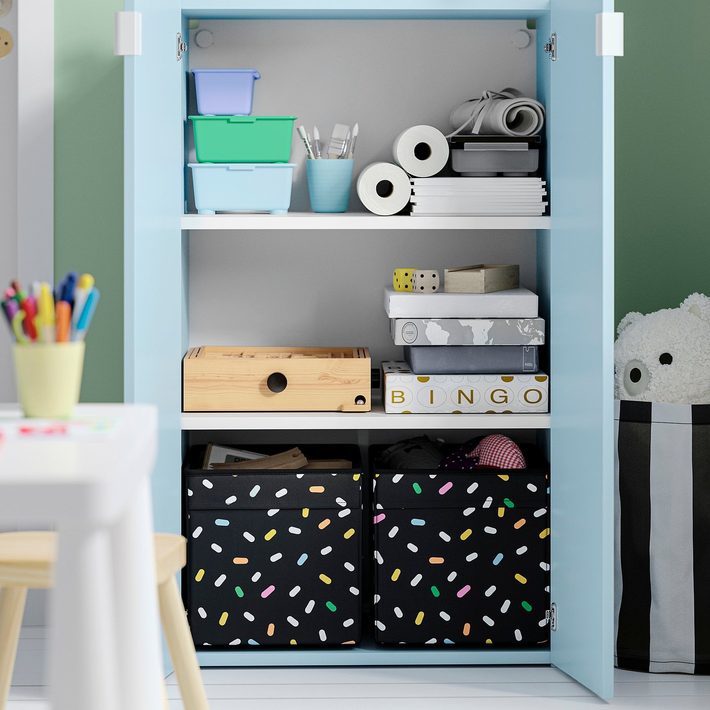 LASTARE storage combination, blue, 60x42x101 cm