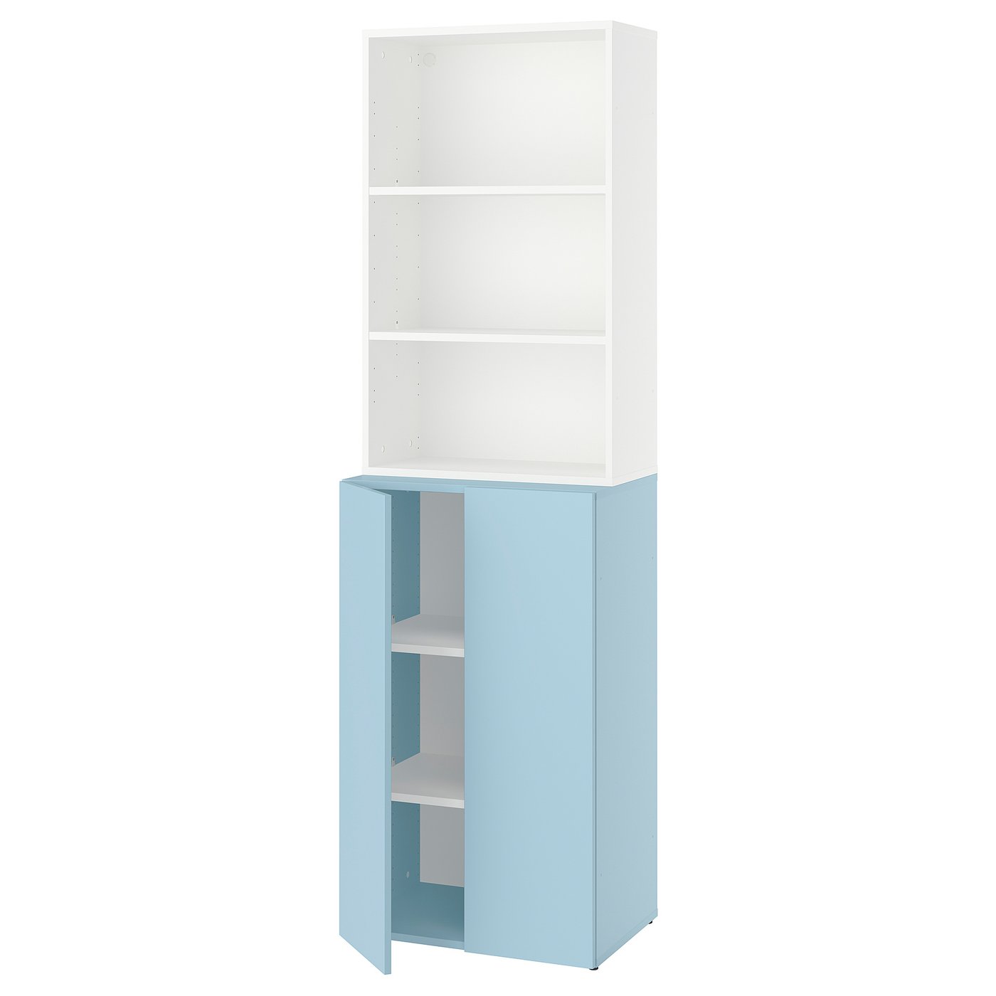 LASTARE shelving combination, white/blue, 60x42x201 cm
