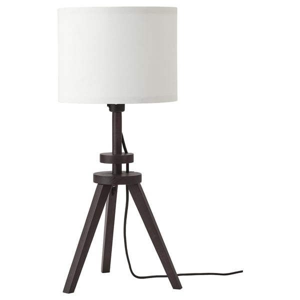 LAUTERS table lamp, brown ash/white, 27 cm