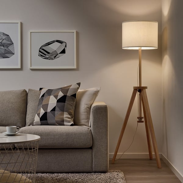 LAUTERS floor lamp, ash/white, 62 cm