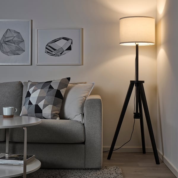 LAUTERS floor lamp, brown ash/white, 62 cm