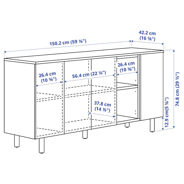 Ikea LEDAMOT - Cabinet, light grey-beige,150x42x75 cm