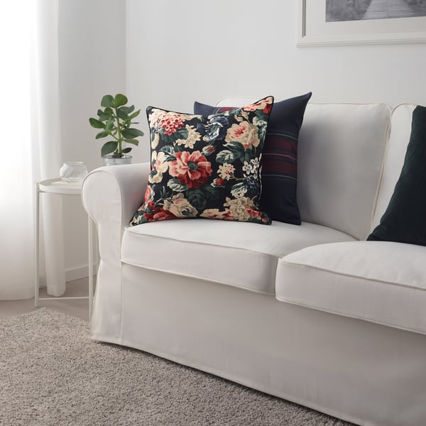 LEIKNY cushion cover, black/multicolour, 50x50 cm