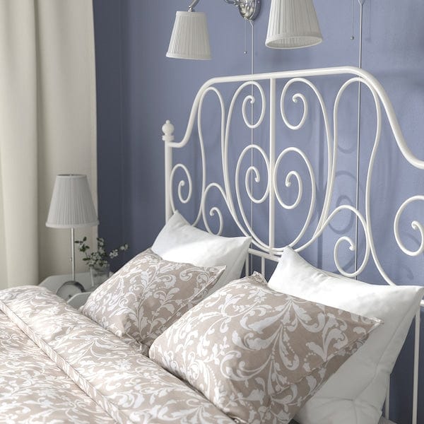 Ikea LEIRVIK Bed frame, white/Lindbåden, 140x200 cm