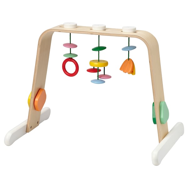 LEKA baby gym, birch plywood/multicolour, 59x43 cm
