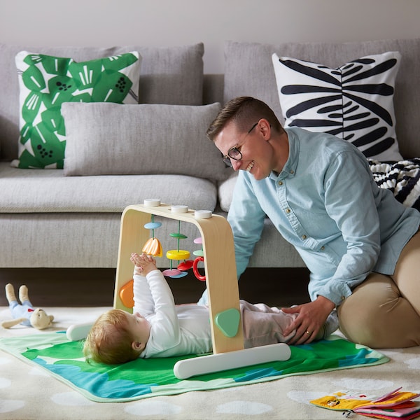LEKA baby gym, birch plywood/multicolour, 59x43 cm