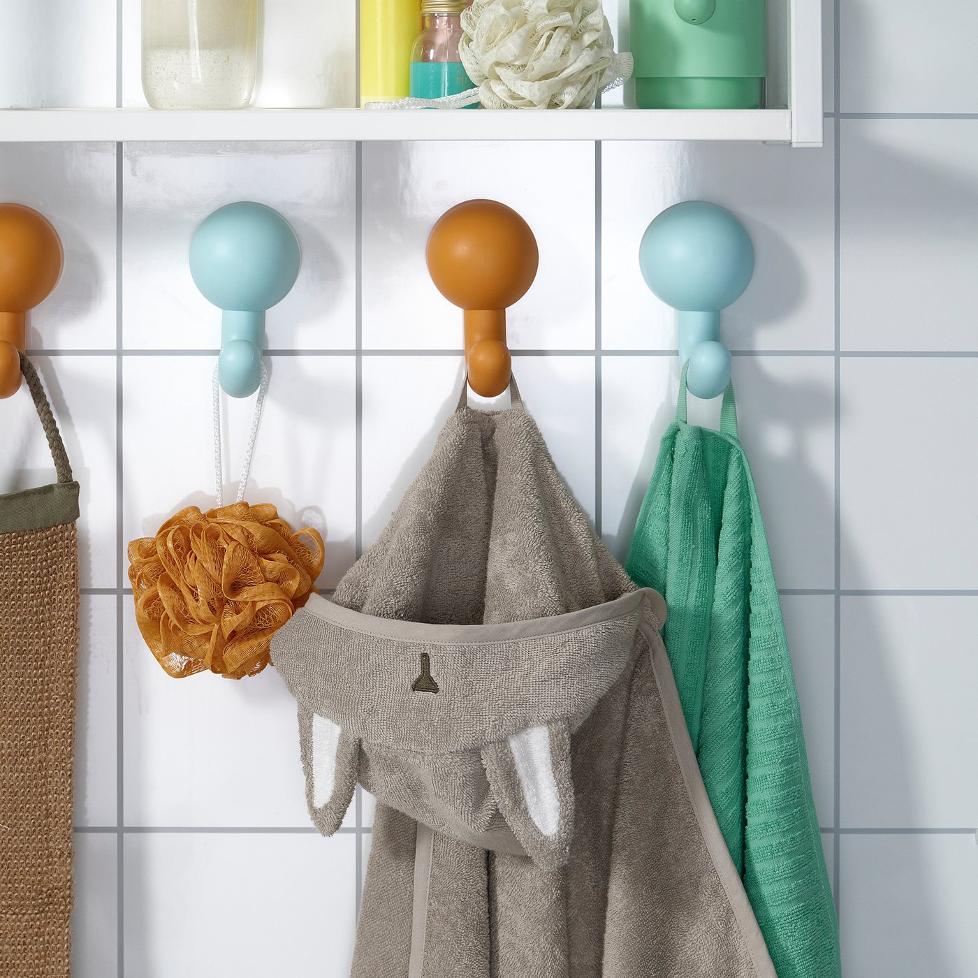 LEN baby towel with hood, beige/bunny-shaped, 60x125 cm