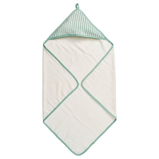 LEN baby towel with hood, white blue/stripe pattern, 80x80 cm