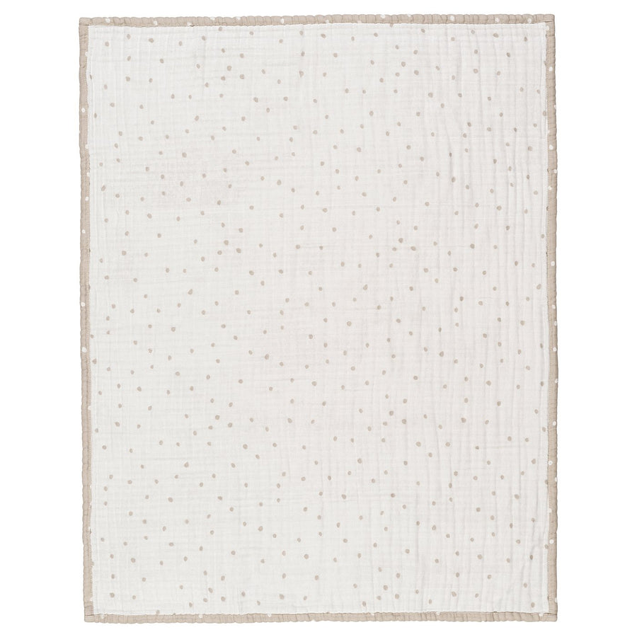 LEN blanket, white beige/dot pattern muslin, 80x100 cm