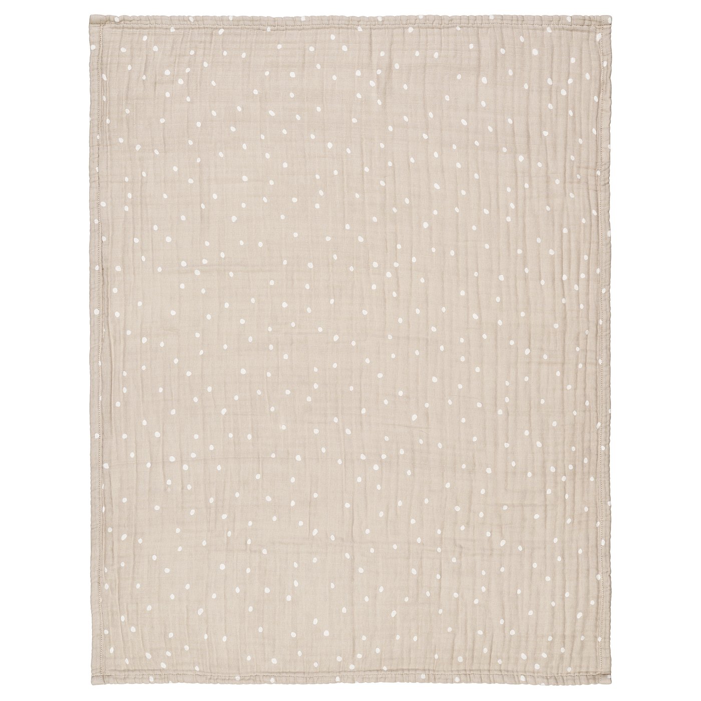 LEN blanket, white beige/dot pattern muslin, 80x100 cm