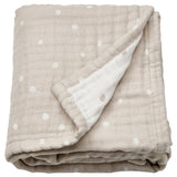 LEN blanket, white beige/dot pattern muslin, 80x100 cm