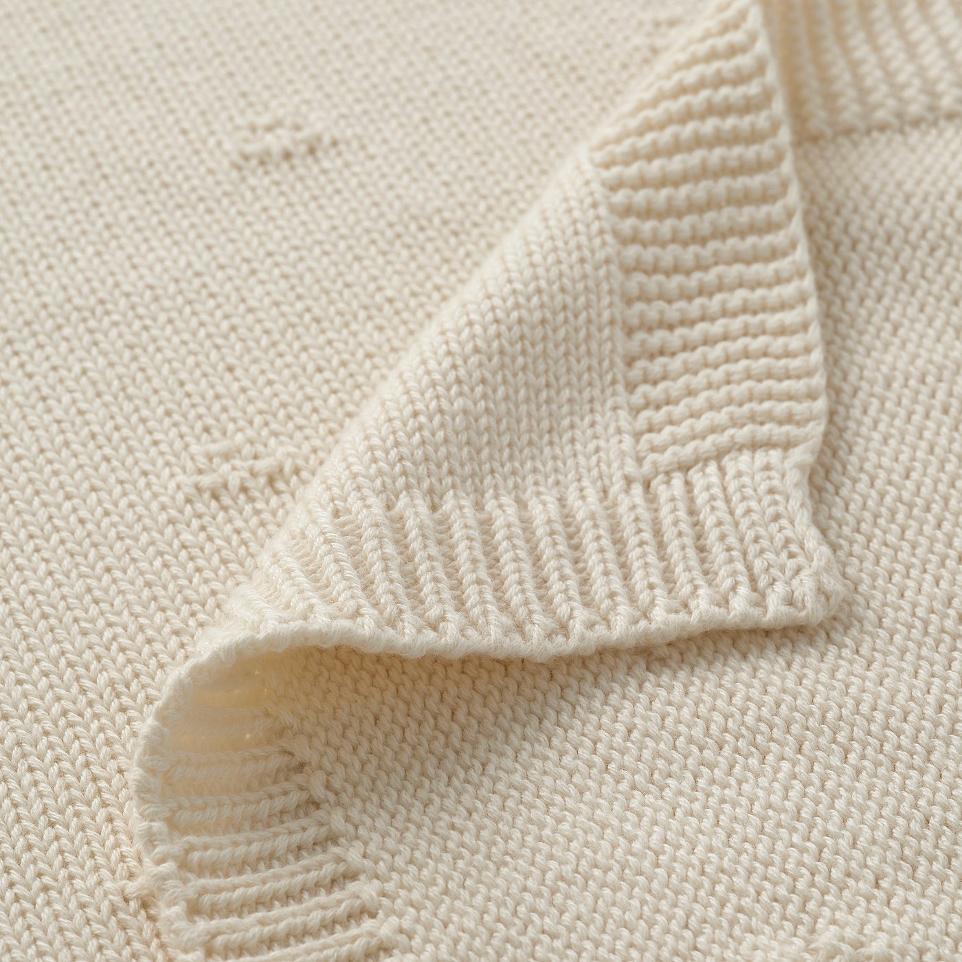 LEN blanket, white/knitted, 70x90 cm