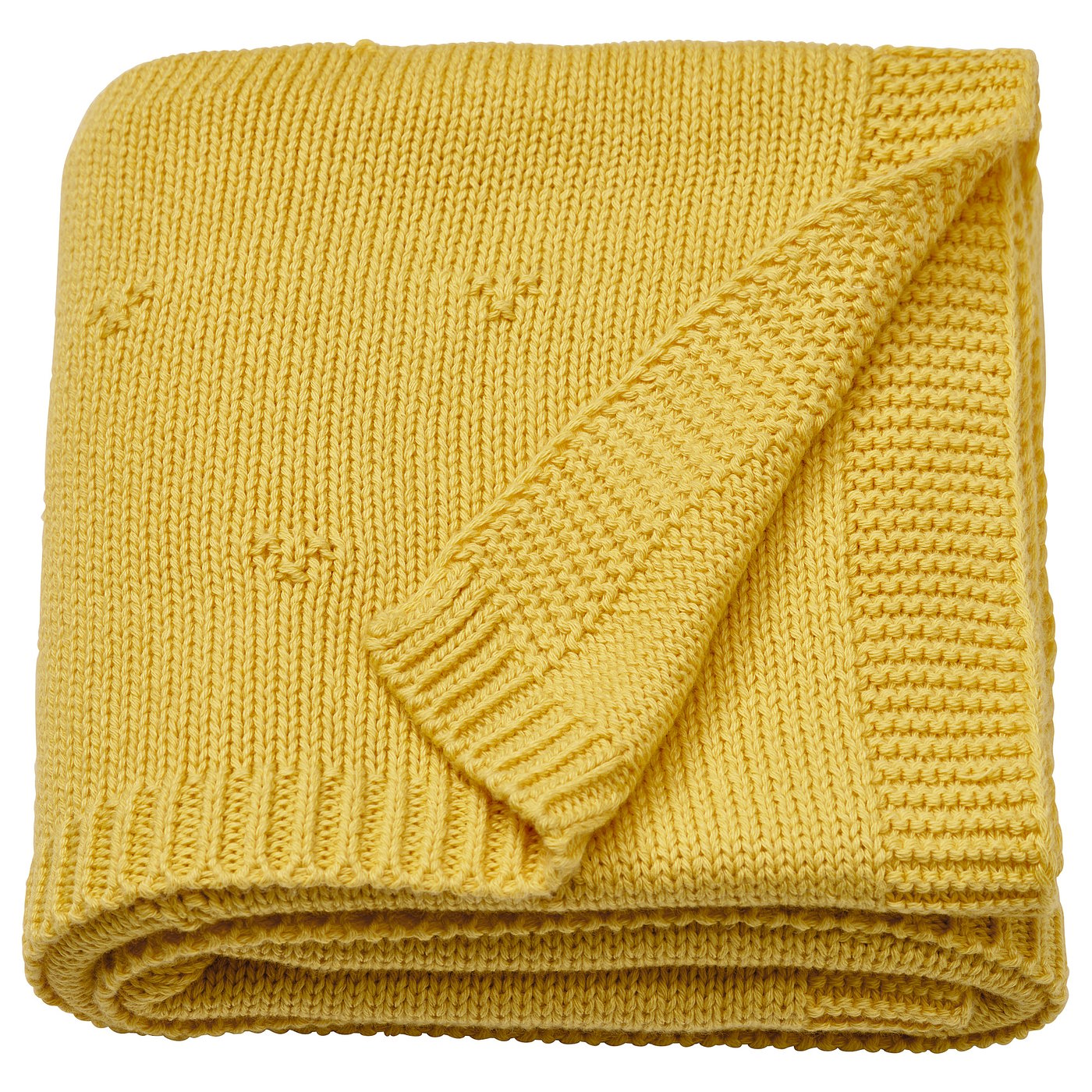 LEN blanket, yellow/knitted, 70x90 cm