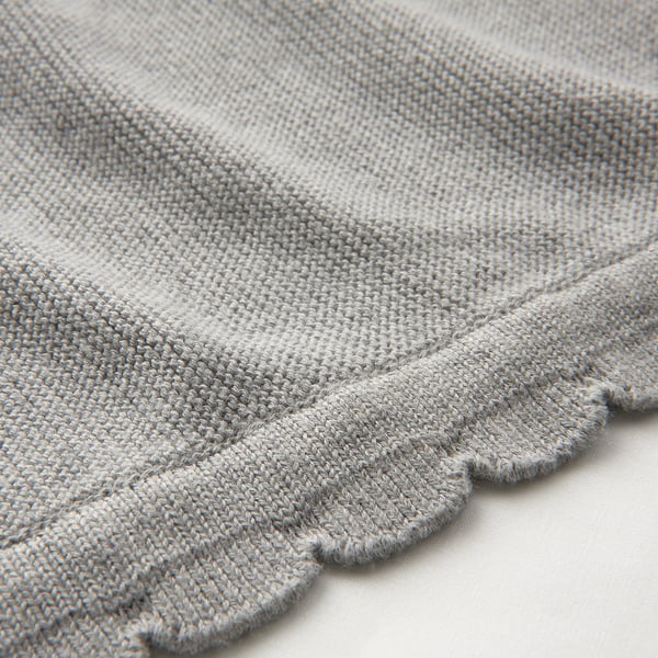 LEN blanket, knitted/grey, 70x90 cm