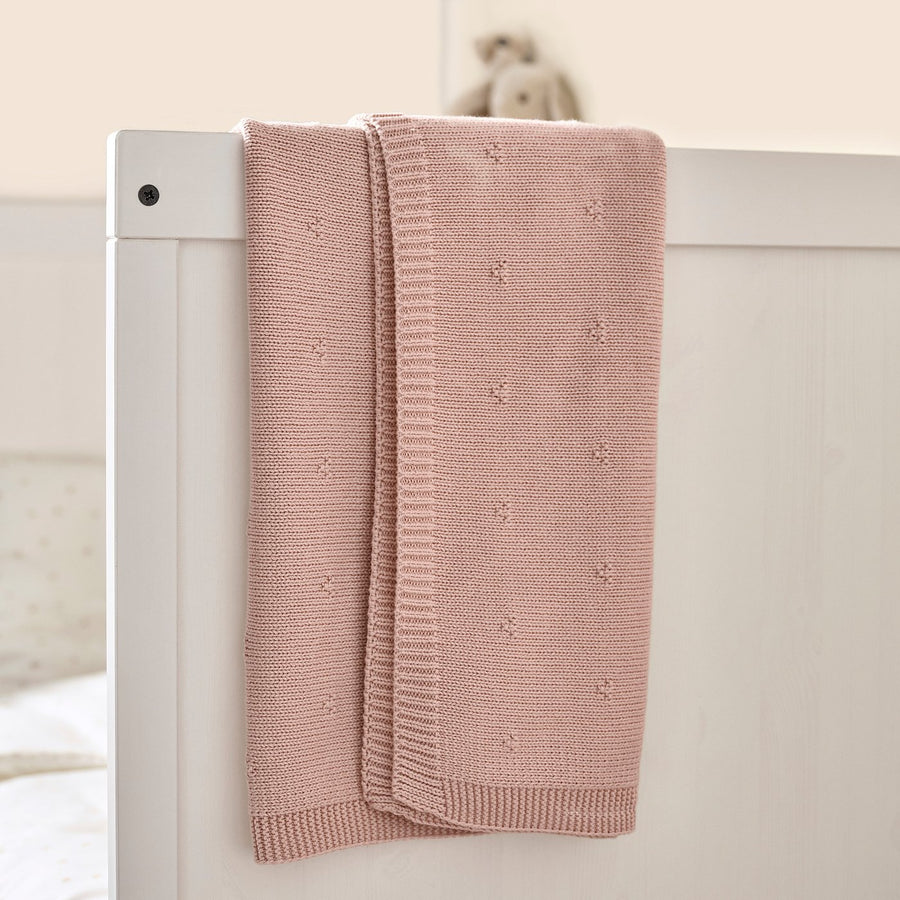 LEN blanket, pink/knitted, 70x90 cm