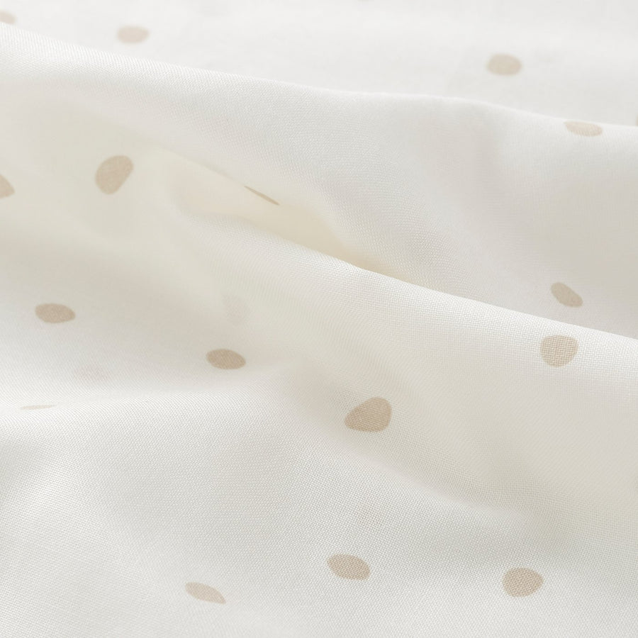 LEN duvet cover 1 pillowcase for cot, white beige/dot pattern, 110x125/35x55 cm