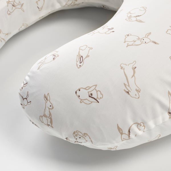 LEN - Cover for nursing pillow, rabbit pattern/white, 60x50x18 cm