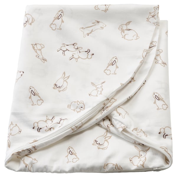 LEN - Cover for nursing pillow, rabbit pattern/white, 60x50x18 cm