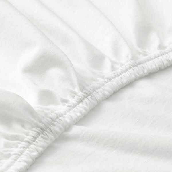 LEN fitted sheet, white, 80x165 cm
