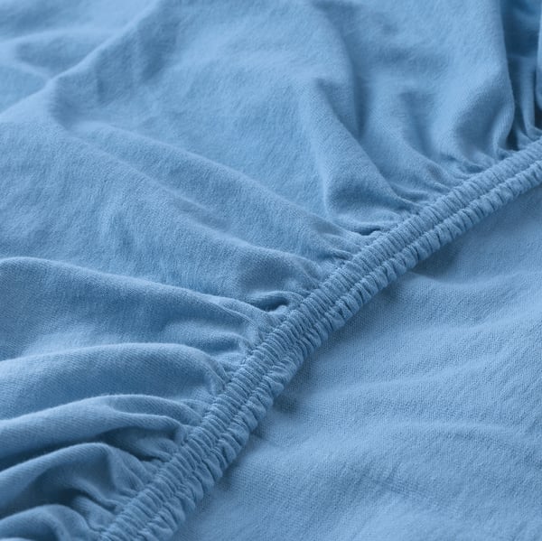 LEN fitted sheet for cot, light blue, 60x120 cm, 2 pack
