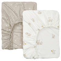 LEN fitted sheet for cot, white beige/dot pattern bunny pattern, 60x120 cm, 2 pack
