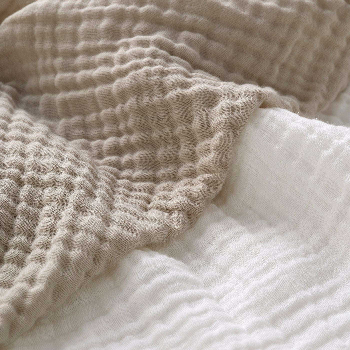 LEN fitted sheet for cot, white beige/muslin, 60x120 cm, 2 pack