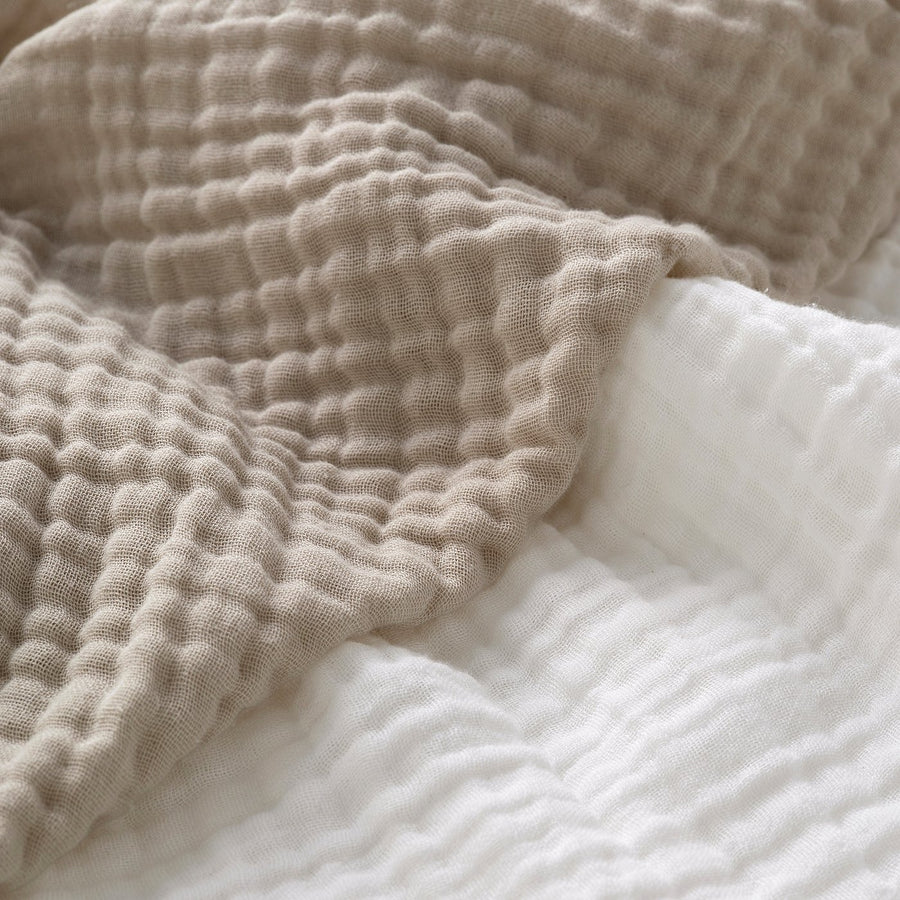 LEN fitted sheet for cot, white beige/muslin, 60x120 cm, 2 pack