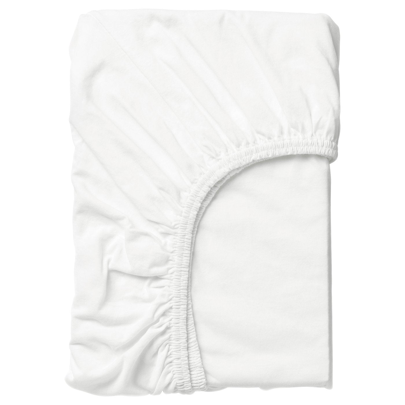 LEN fitted sheet for cot, white/jersey, 60x120 cm