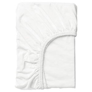 LEN fitted sheet for cot, white/jersey, 60x120 cm