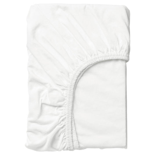 LEN fitted sheet for cot, white/jersey, 60x120 cm