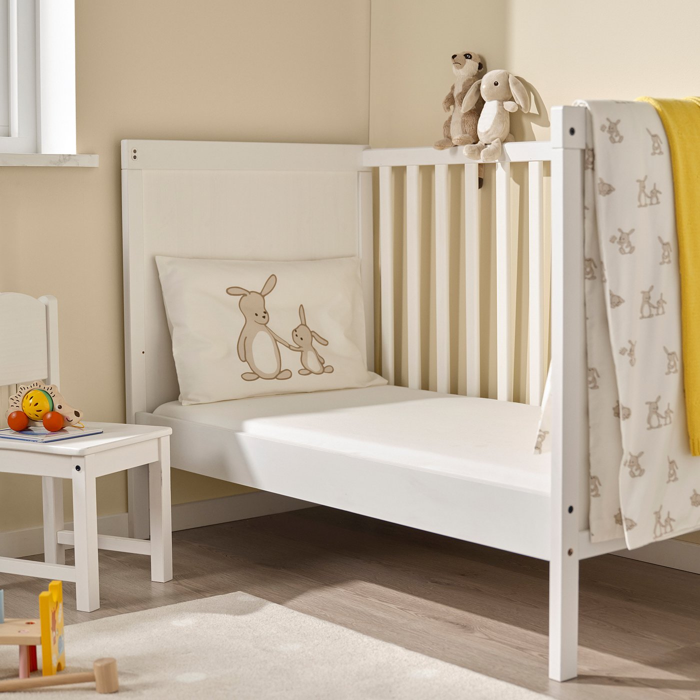 LEN fitted sheet for cot, white/jersey, 60x120 cm