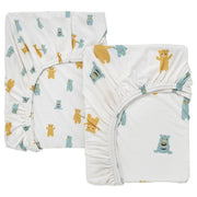 LEN fitted sheet for cot, white bear pattern, 60x120 cm, 2 pack
