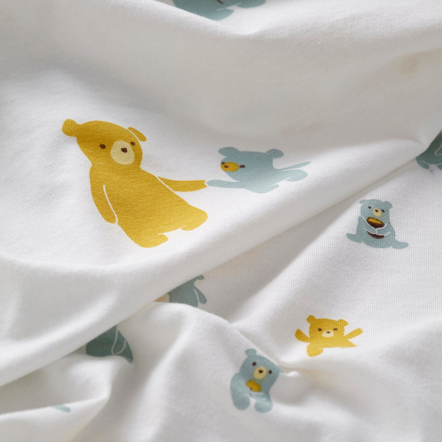 LEN fitted sheet for cot, white bear pattern, 60x120 cm, 2 pack