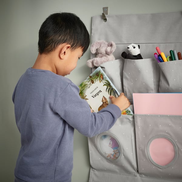 LEN hanging storage, dotted/light grey, 45x64 cm