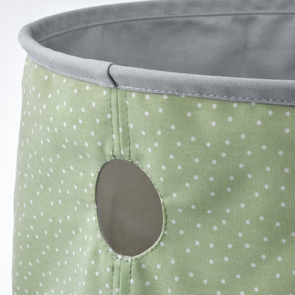 LEN storage bag, dotted green/light grey, 35 cm